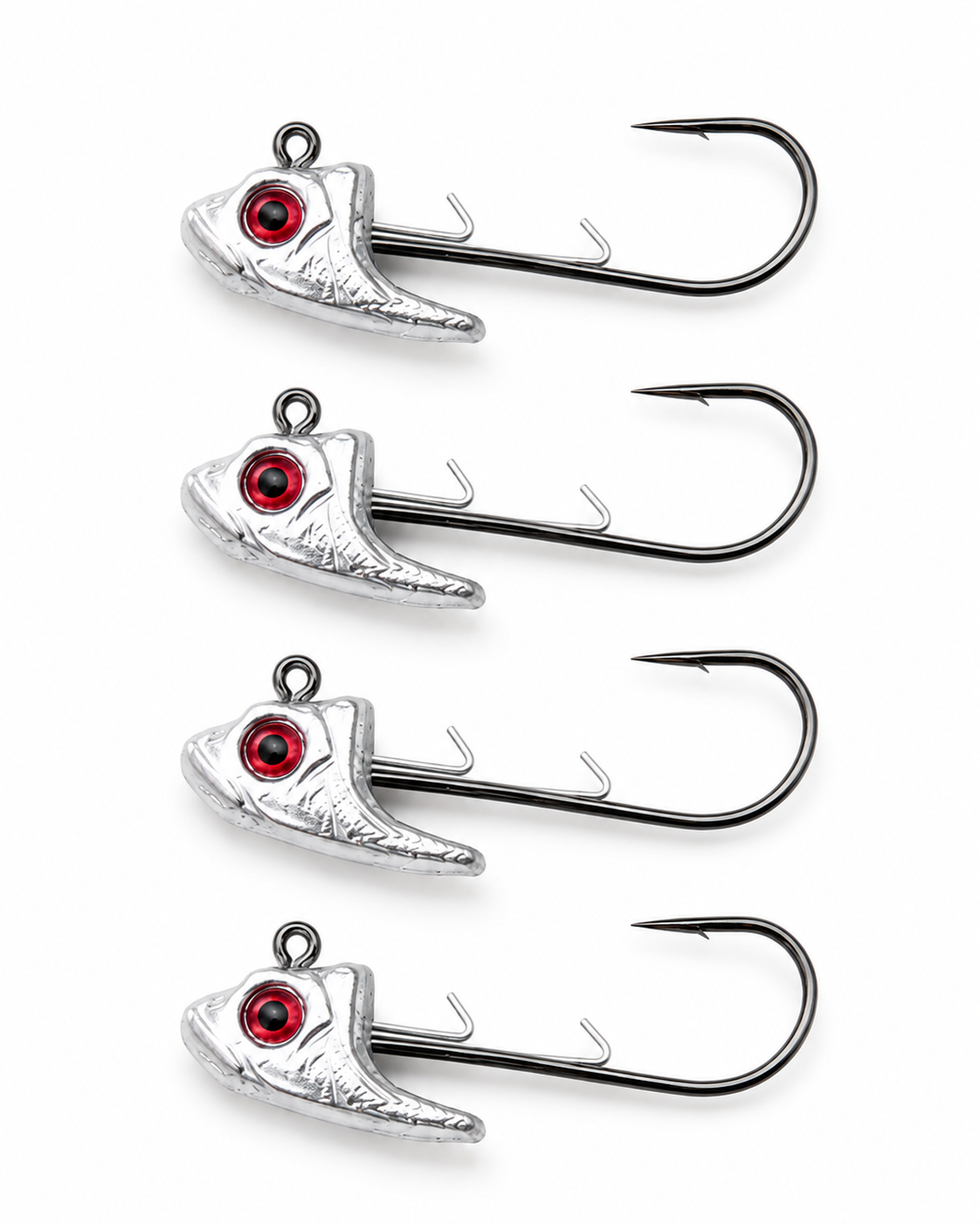 Silver red-eye darter head jig